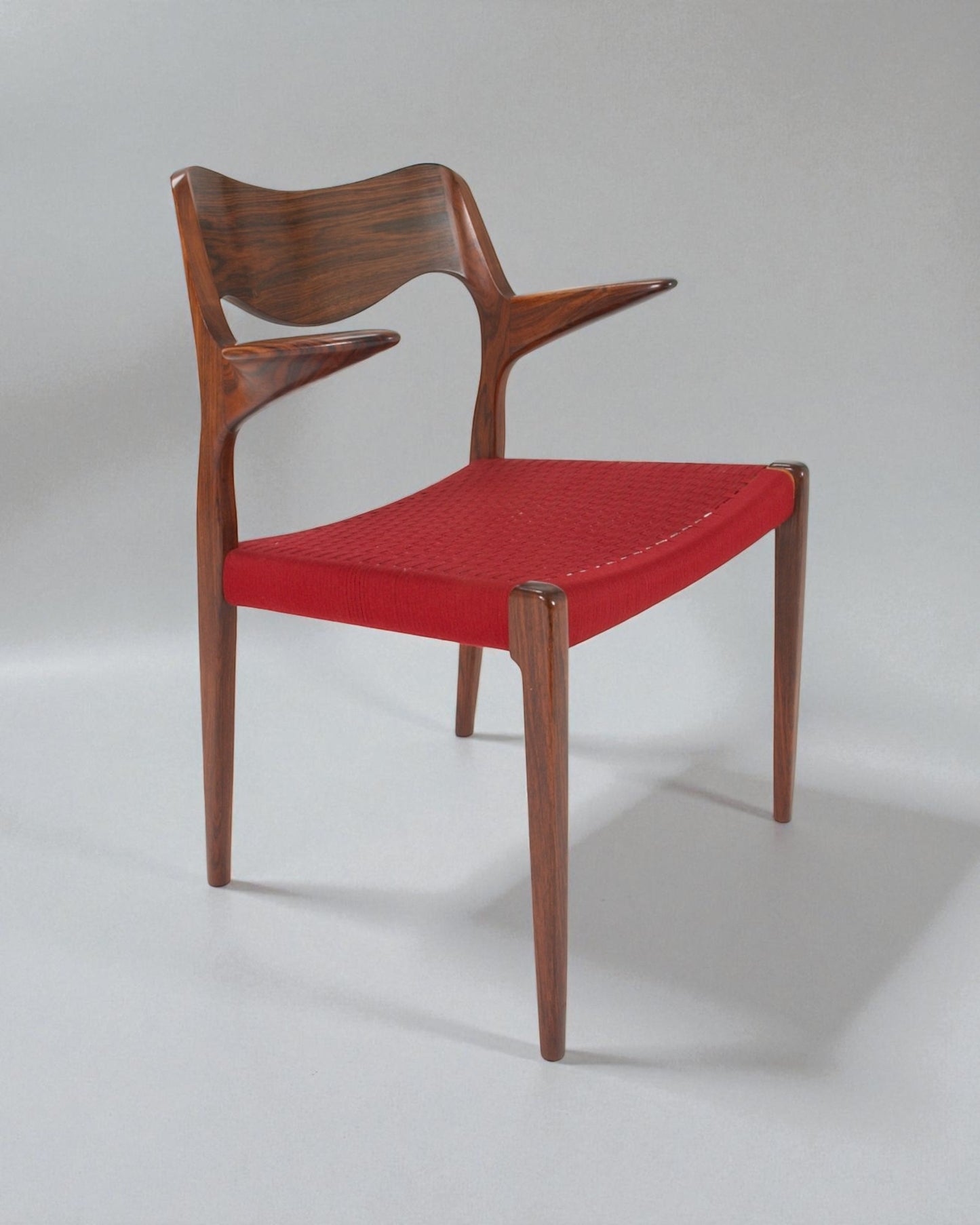 Sold Individually: Eight (8) Niels Otto Moller 1951 Dining Chairs with Original Red Cord