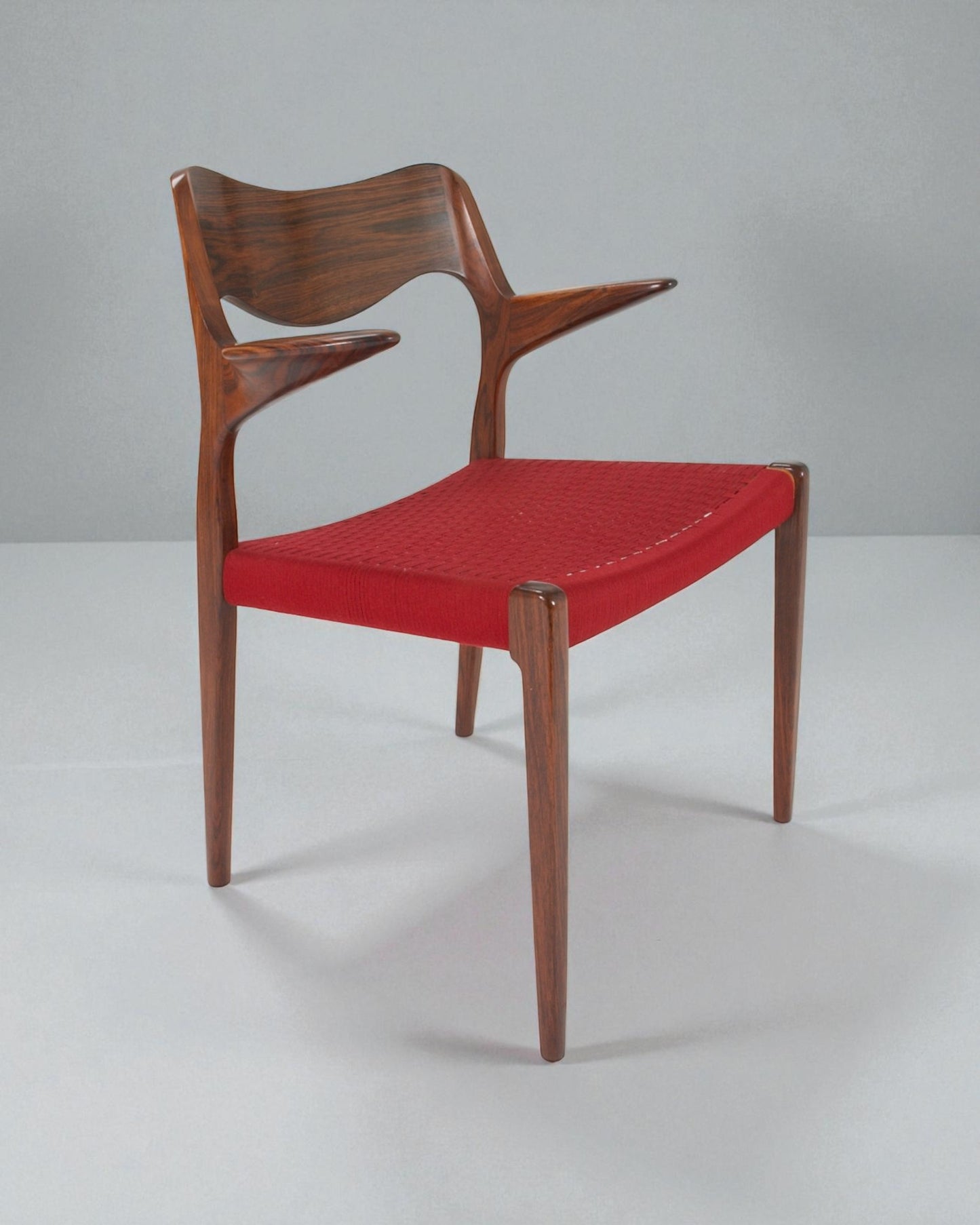Sold Individually: Eight (8) Niels Otto Moller 1951 Dining Chairs with Original Red Cord
