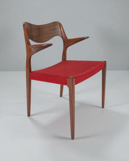 Sold Individually: Eight (8) Niels Otto Moller 1951 Dining Chairs with Original Red Cord