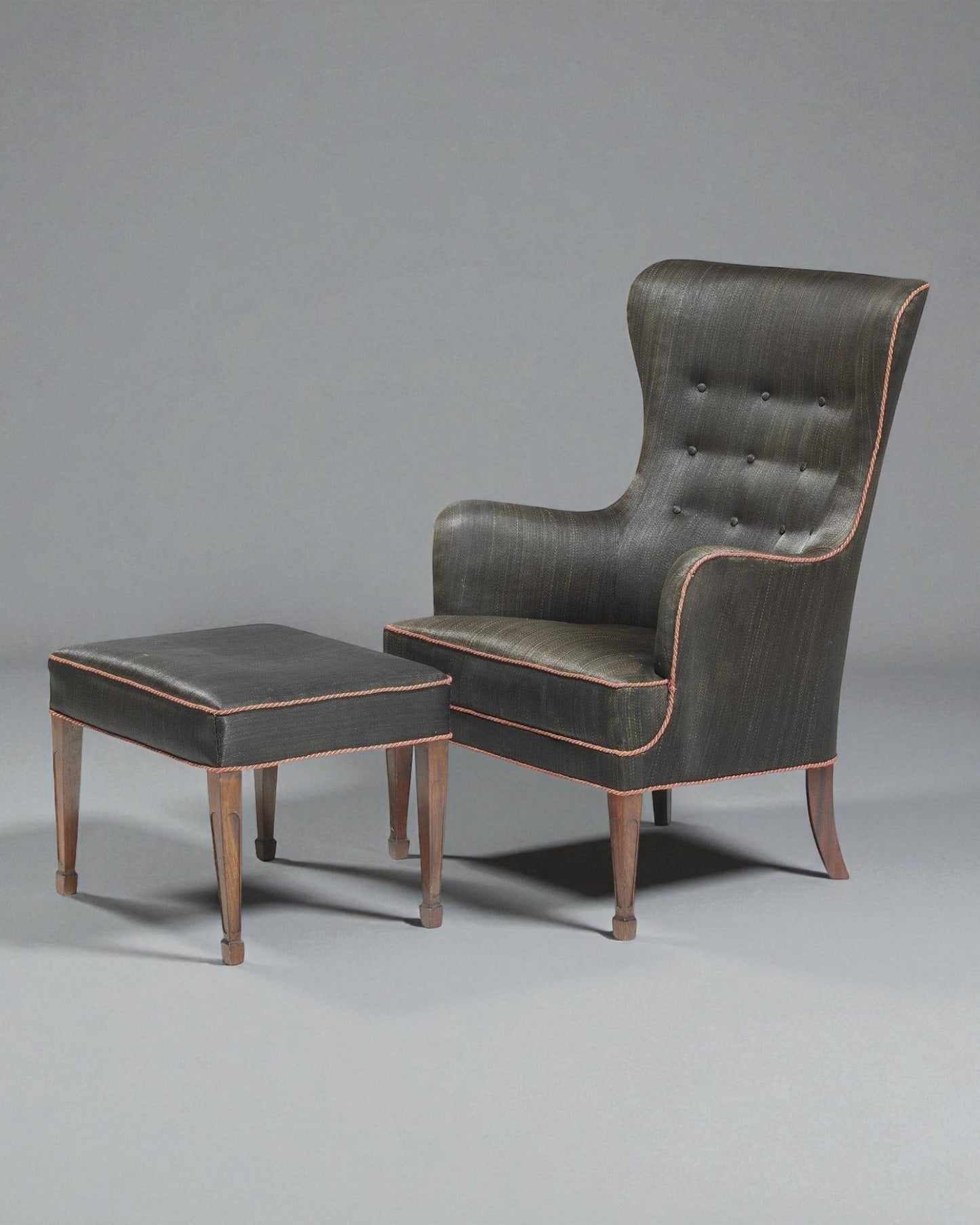 Frits Henningsen Horsehair Lounge Chair with Ottoman