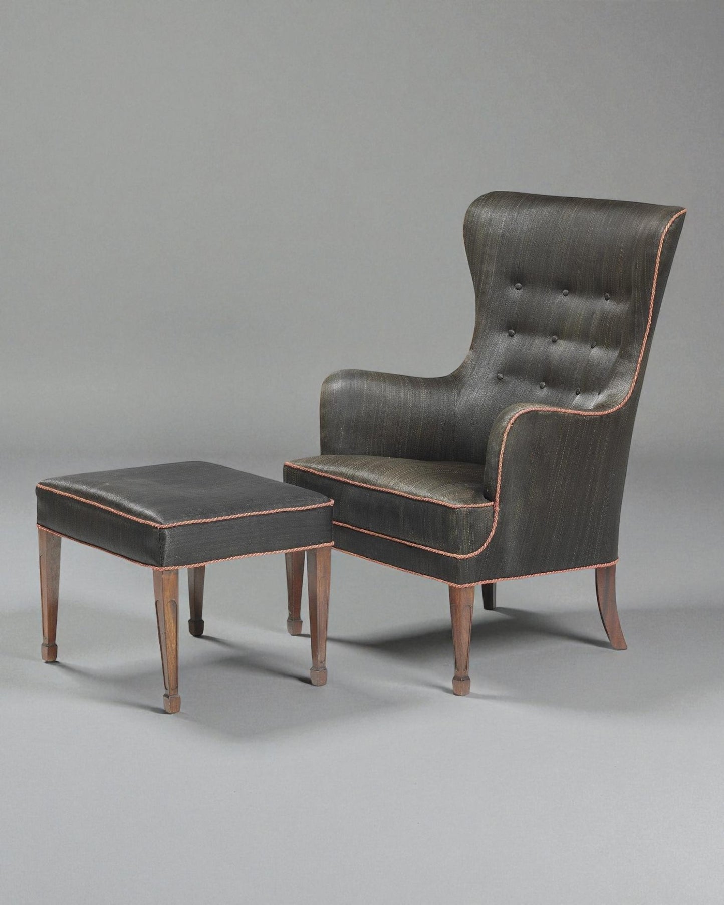 Frits Henningsen Horsehair Lounge Chair with Ottoman