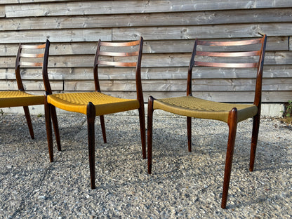 Niels Otto Moller Model 78 Dining Chairs with Original Cord Seats