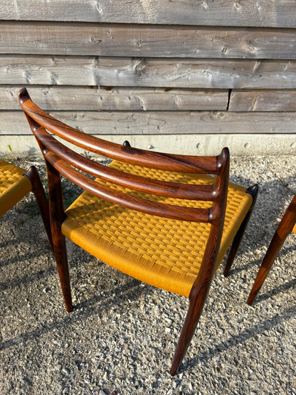 Niels Otto Moller Model 78 Dining Chairs with Original Cord Seats