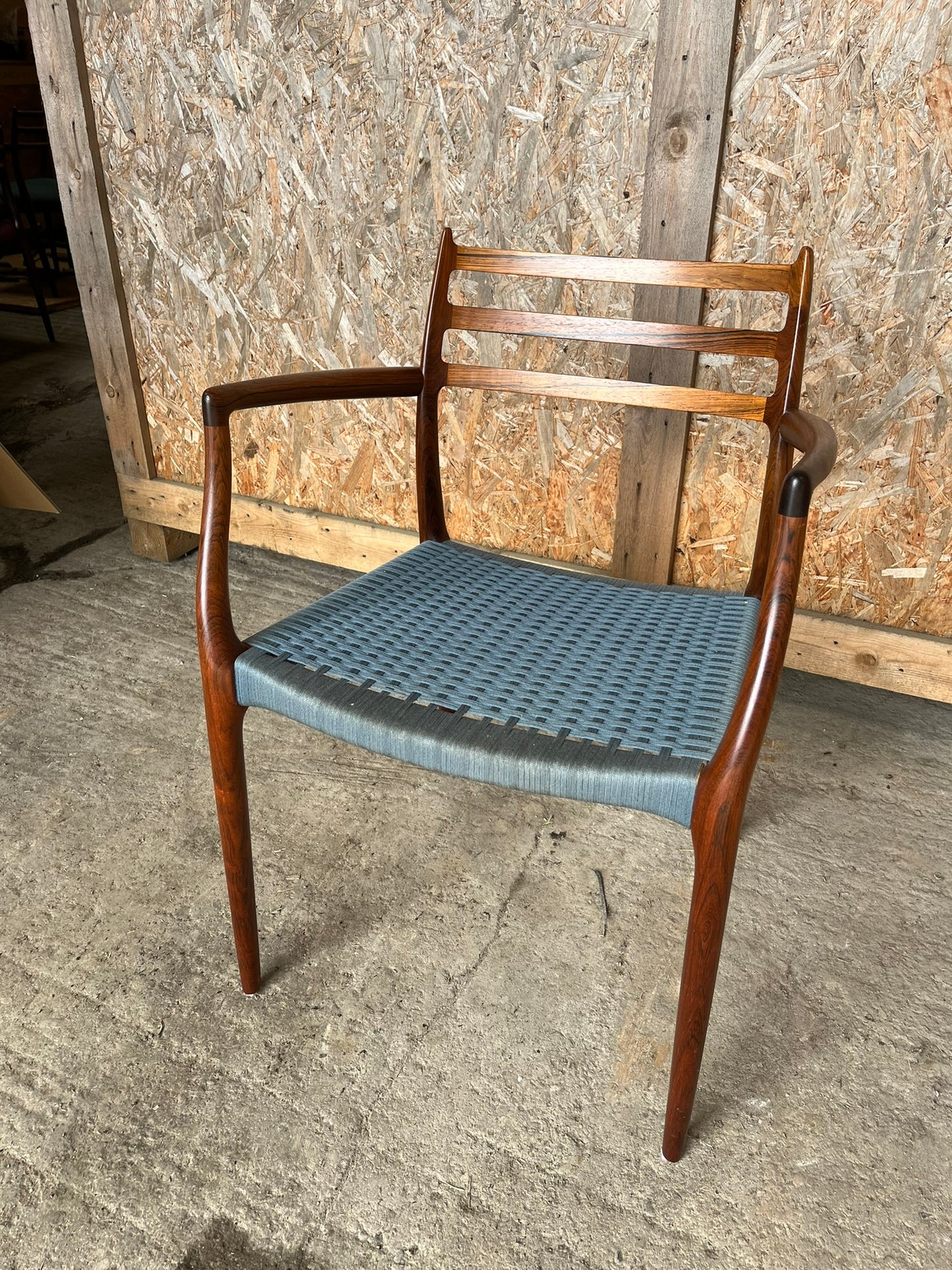 Niels Otto Moller 1962 Model 62 Dining Chair with Original Blue Wool Cord