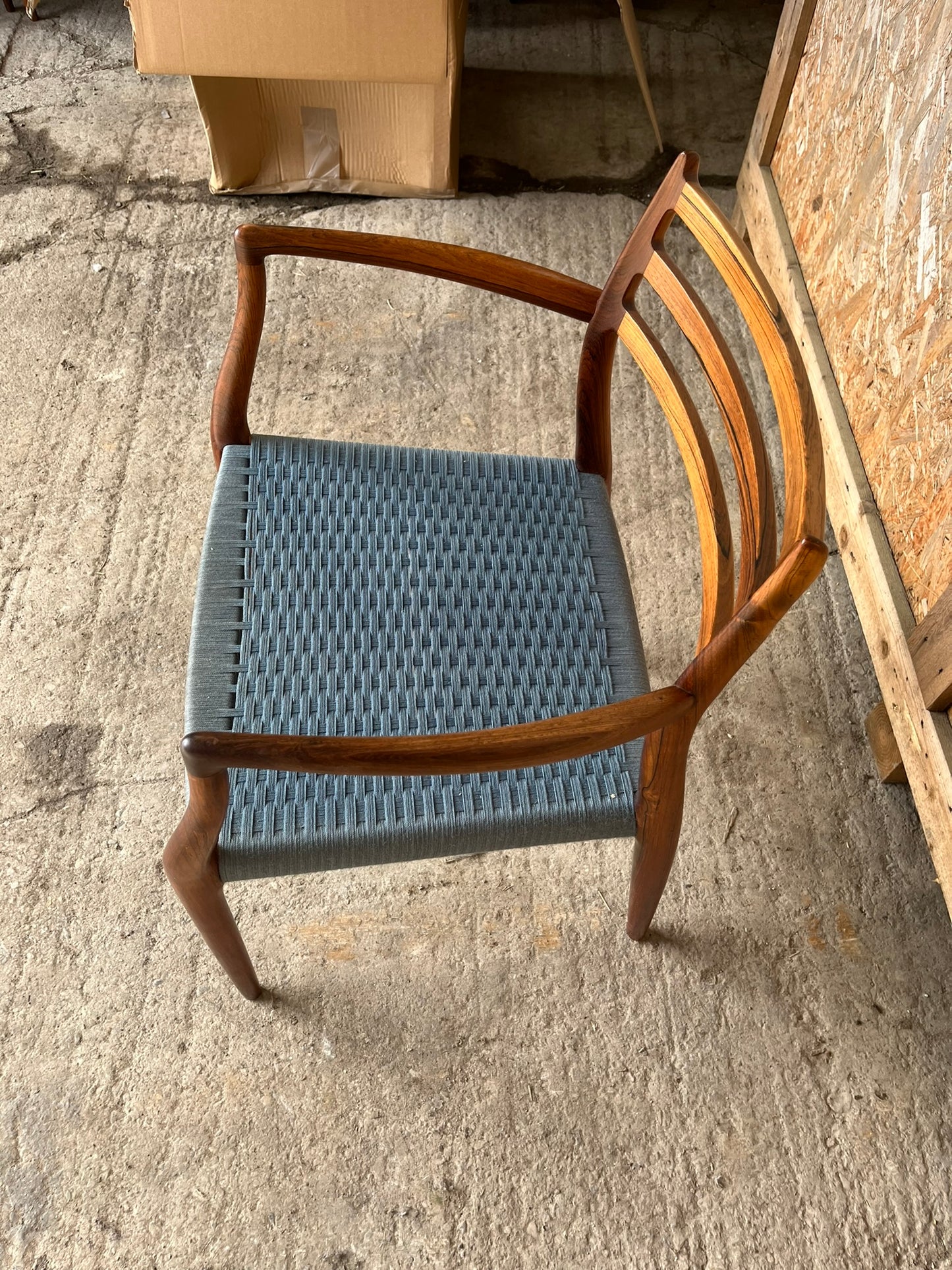 Niels Otto Moller 1962 Model 62 Dining Chair with Original Blue Wool Cord