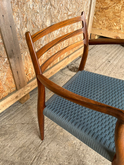 Niels Otto Moller 1962 Model 62 Dining Chair with Original Blue Wool Cord