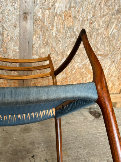 Niels Otto Moller 1962 Model 62 Dining Chair with Original Blue Wool Cord