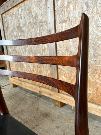 N O Moller 1962 Model 78 Dining Chair Set in Original Black Leather