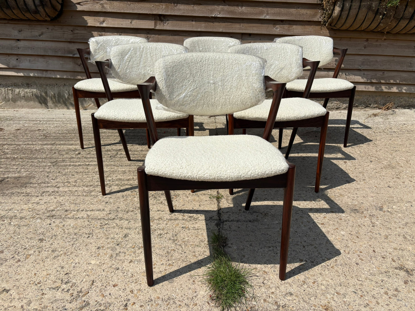 Kai Kristiansen Model 42 Chairs Reupholstered in Cashmere Boucle