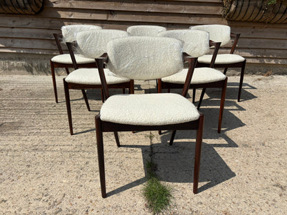 Kai Kristiansen Model 42 Chairs Reupholstered in Cashmere Boucle