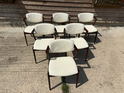 Kai Kristiansen Model 42 Chairs Reupholstered in Cashmere Boucle