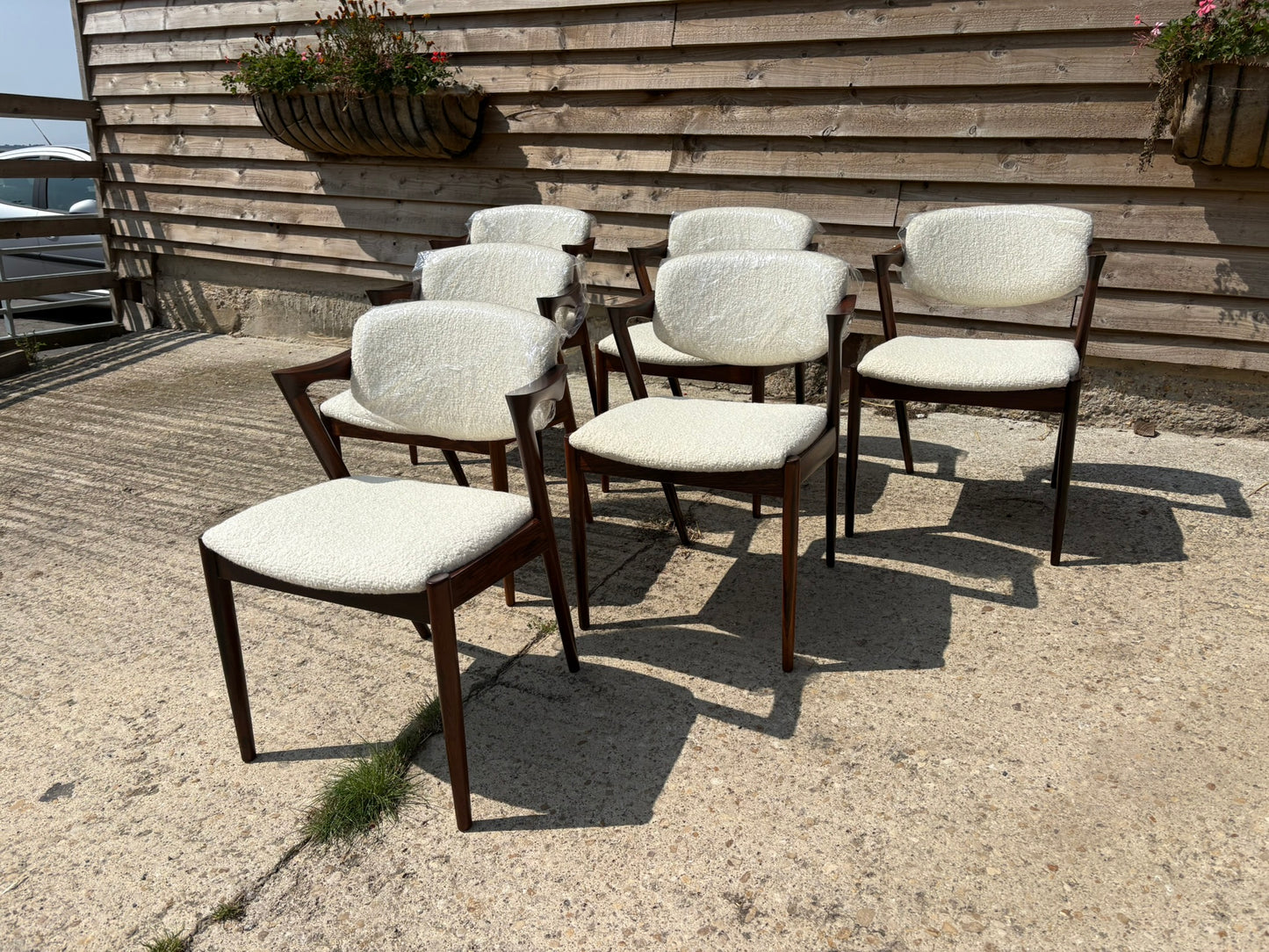 Kai Kristiansen Model 42 Chairs Reupholstered in Cashmere Boucle