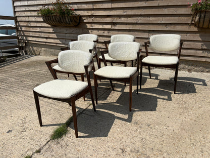 Kai Kristiansen Model 42 Chairs Reupholstered in Cashmere Boucle