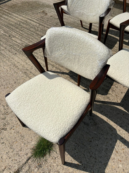 Kai Kristiansen Model 42 Chairs Reupholstered in Cashmere Boucle