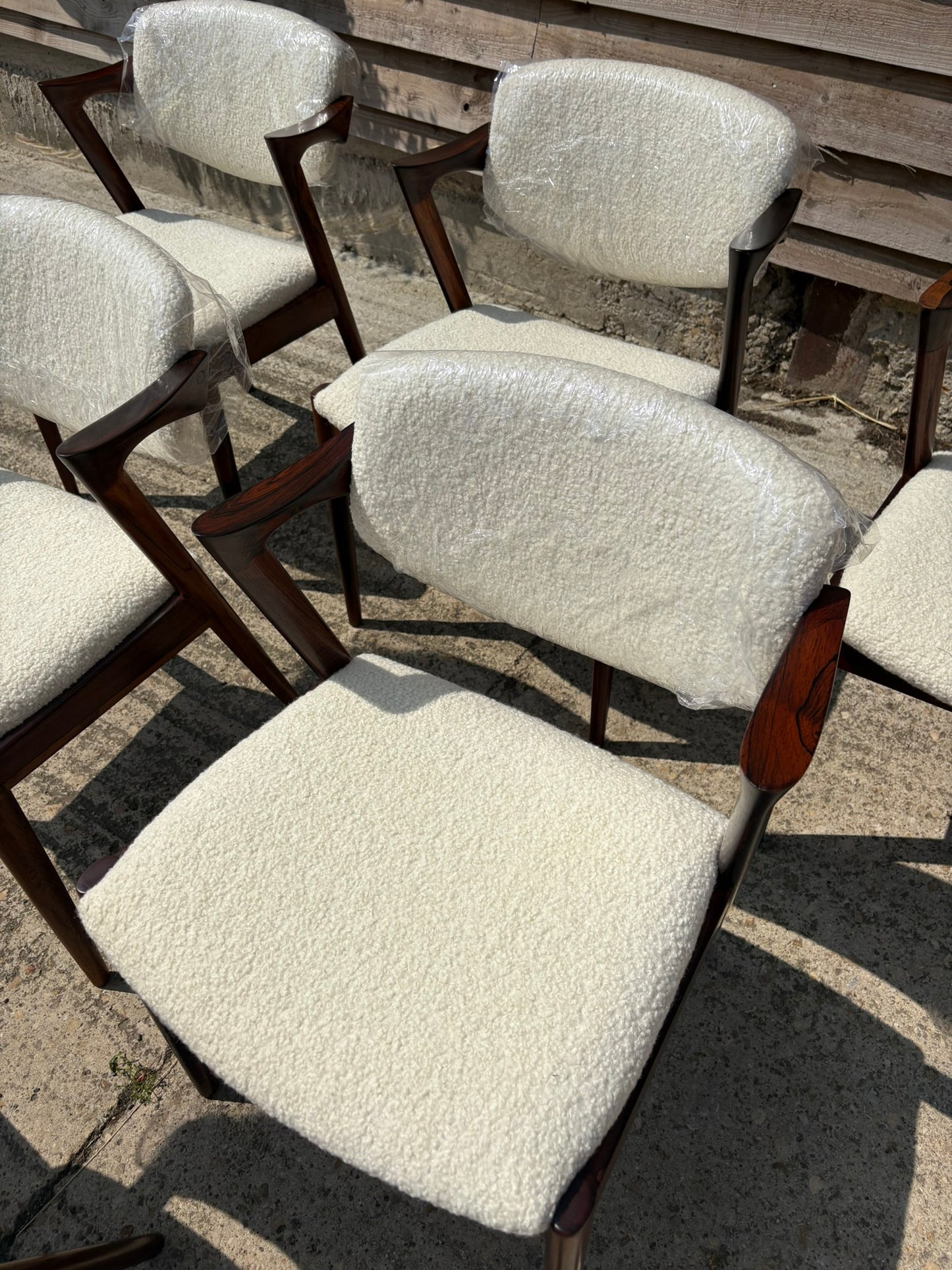 Kai Kristiansen Model 42 Chairs Reupholstered in Cashmere Boucle