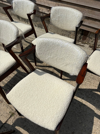 Kai Kristiansen Model 42 Chairs Reupholstered in Cashmere Boucle