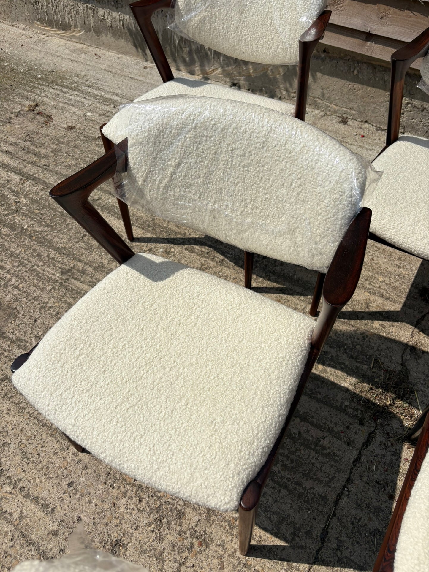 Kai Kristiansen Model 42 Chairs Reupholstered in Cashmere Boucle
