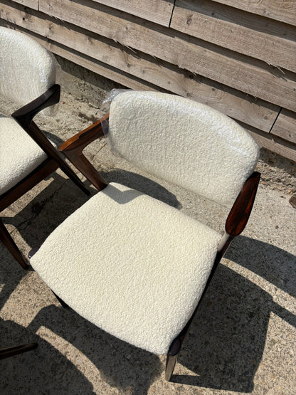 Kai Kristiansen Model 42 Chairs Reupholstered in Cashmere Boucle