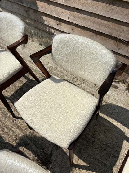 Kai Kristiansen Model 42 Chairs Reupholstered in Cashmere Boucle