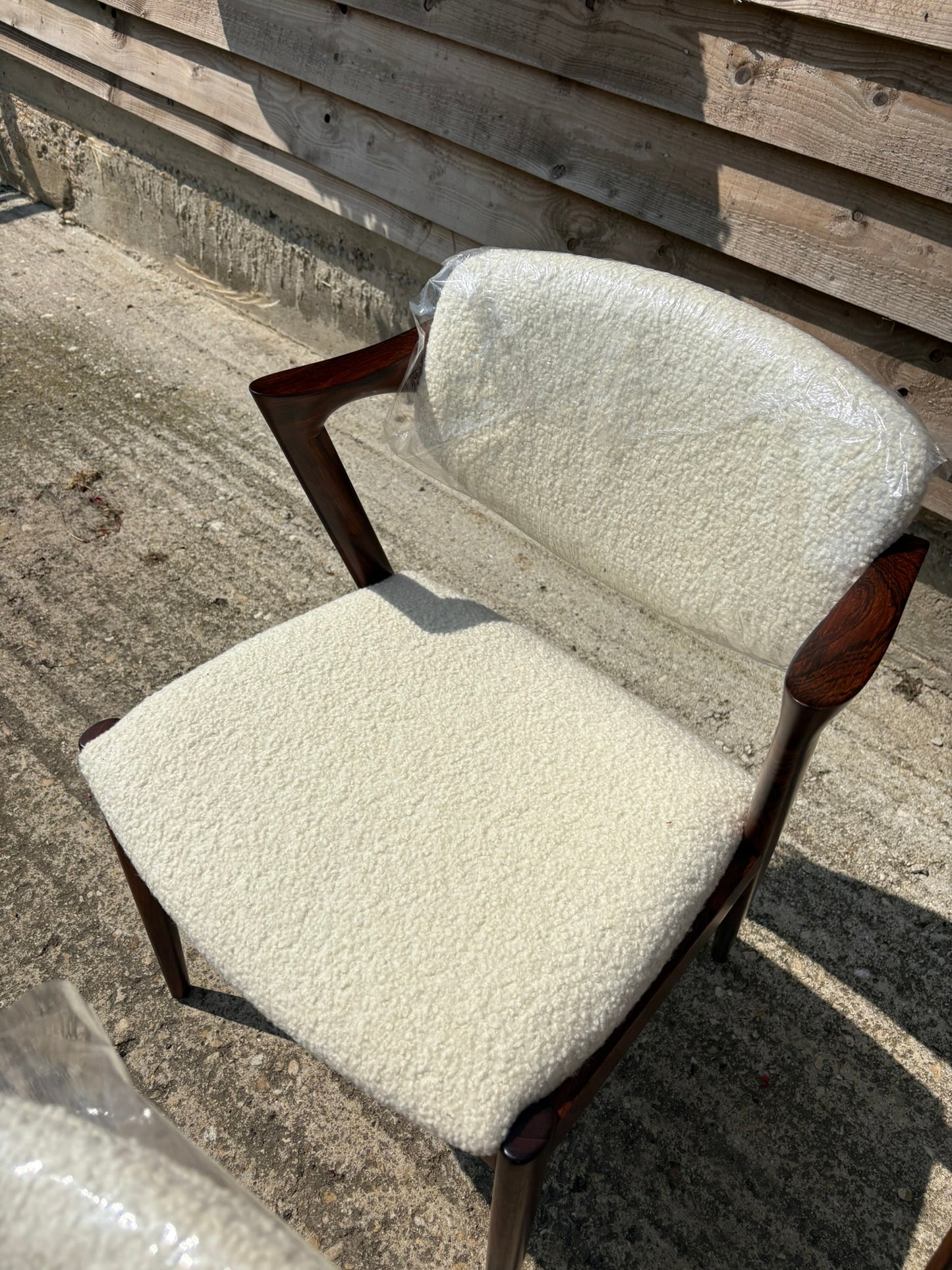 Kai Kristiansen Model 42 Chairs Reupholstered in Cashmere Boucle