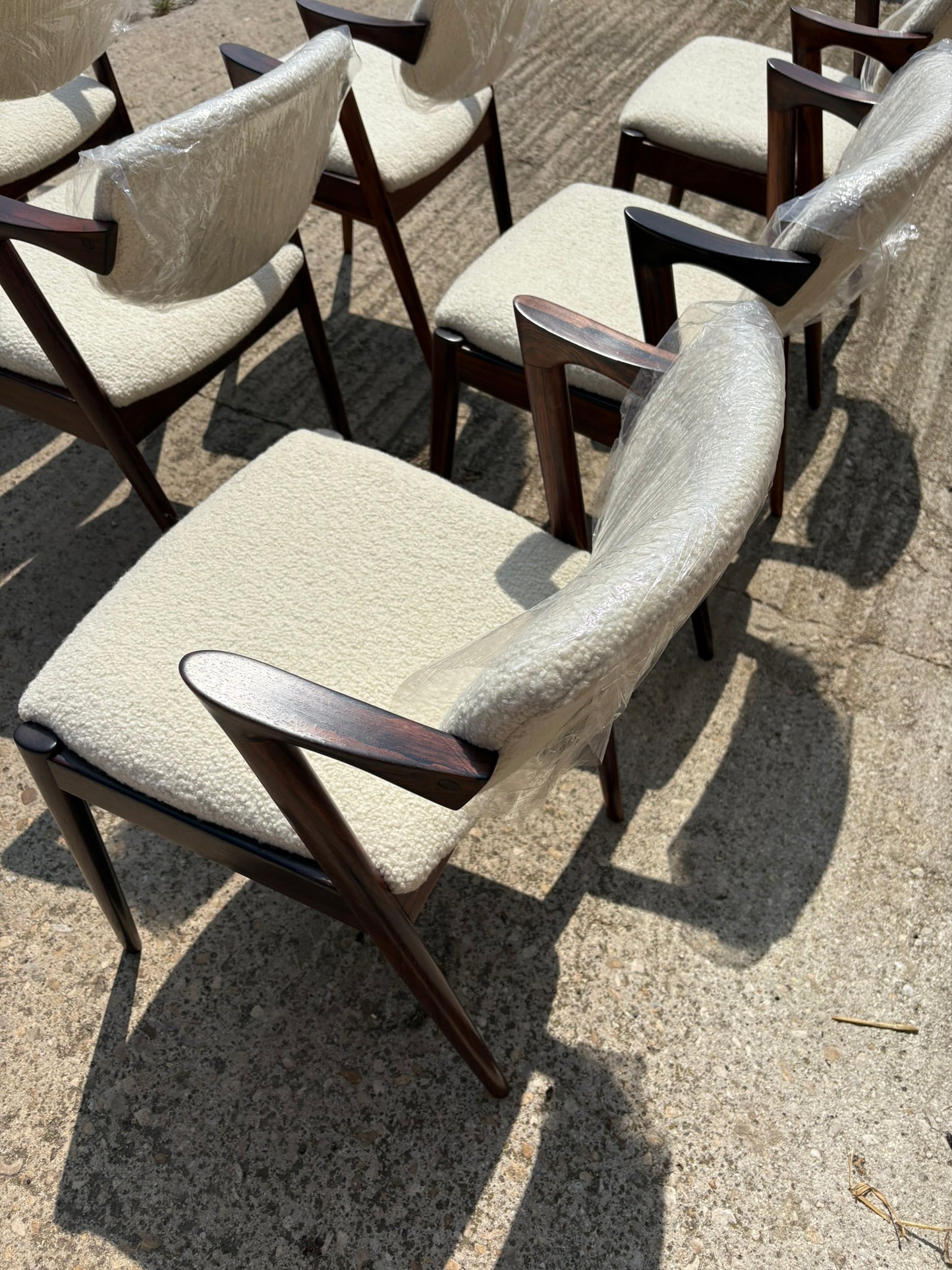 Kai Kristiansen Model 42 Chairs Reupholstered in Cashmere Boucle