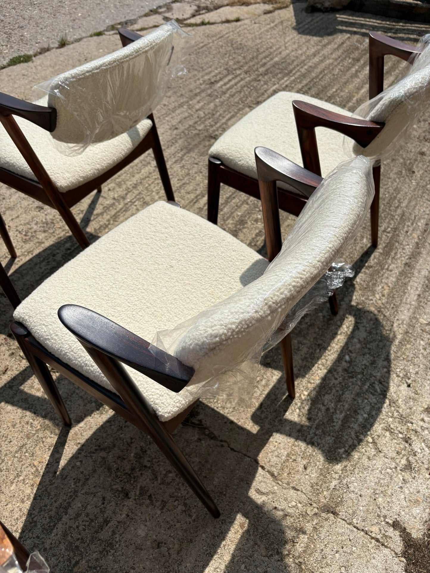 Kai Kristiansen Model 42 Chairs Reupholstered in Cashmere Boucle