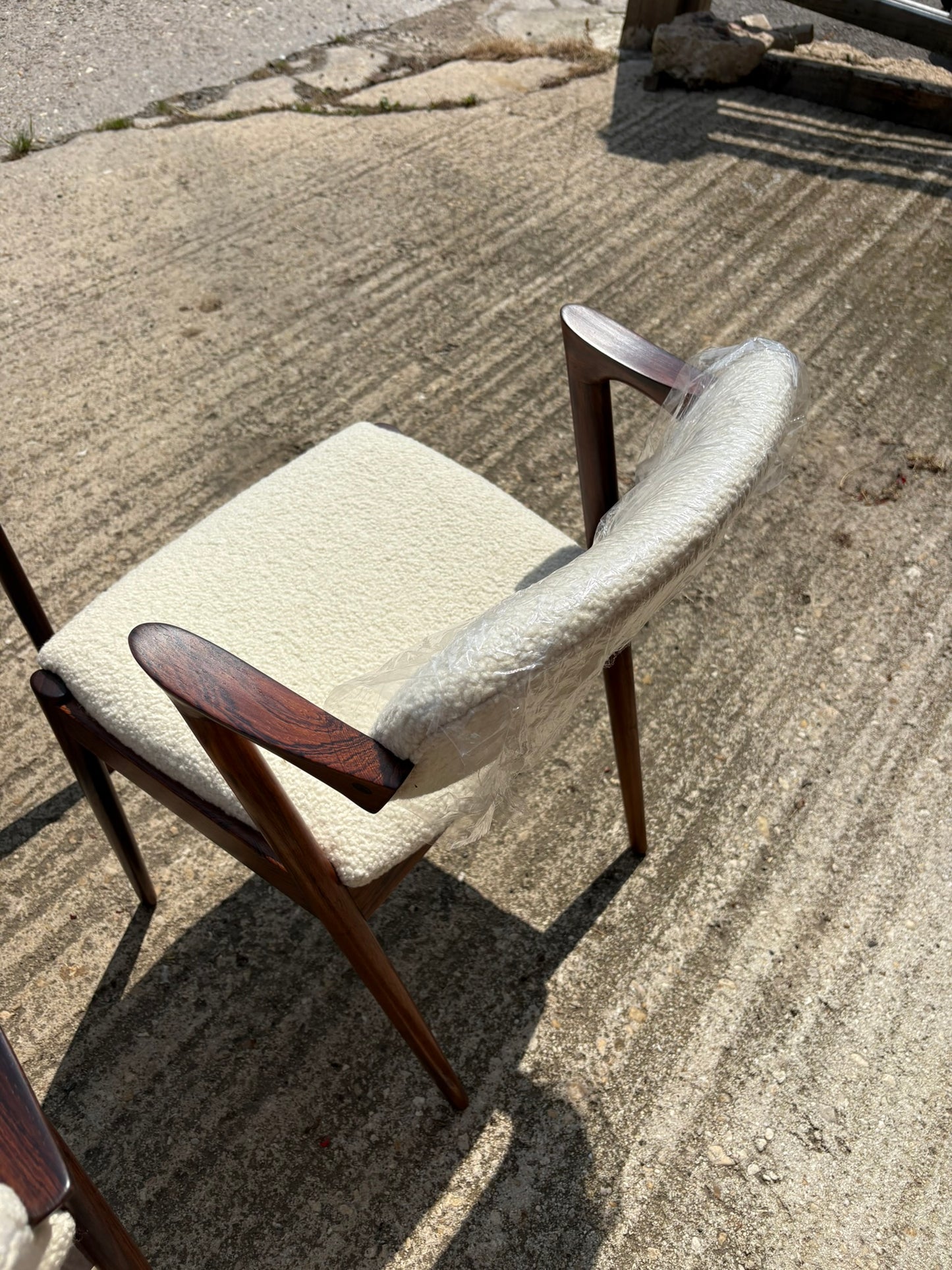Kai Kristiansen Model 42 Chairs Reupholstered in Cashmere Boucle