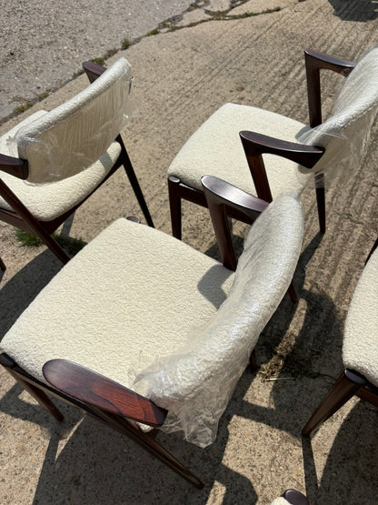 Kai Kristiansen Model 42 Chairs Reupholstered in Cashmere Boucle