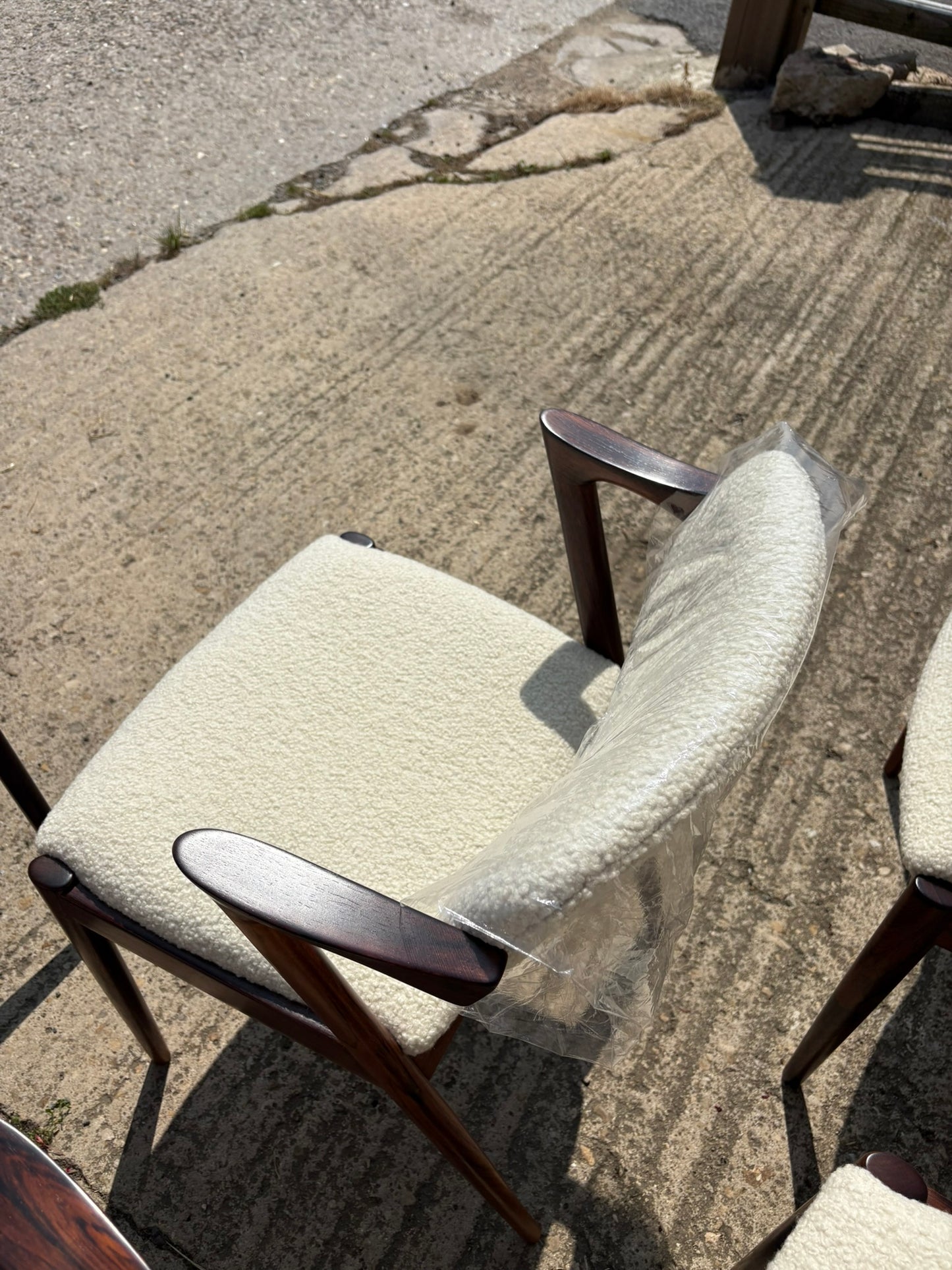 Kai Kristiansen Model 42 Chairs Reupholstered in Cashmere Boucle