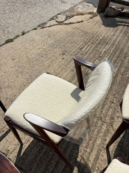 Kai Kristiansen Model 42 Chairs Reupholstered in Cashmere Boucle