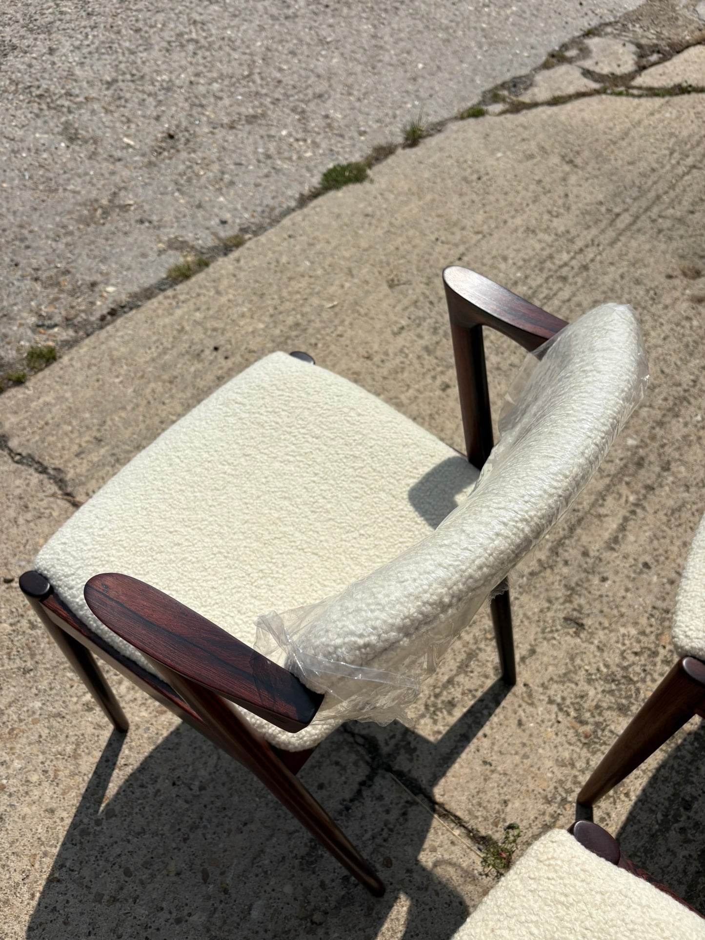 Kai Kristiansen Model 42 Chairs Reupholstered in Cashmere Boucle