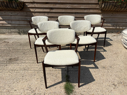 Kai Kristiansen Model 42 Chairs Reupholstered in Cashmere Boucle