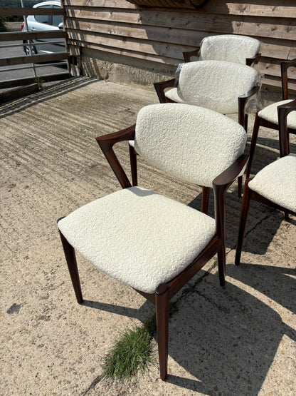 Kai Kristiansen Model 42 Chairs Reupholstered in Cashmere Boucle