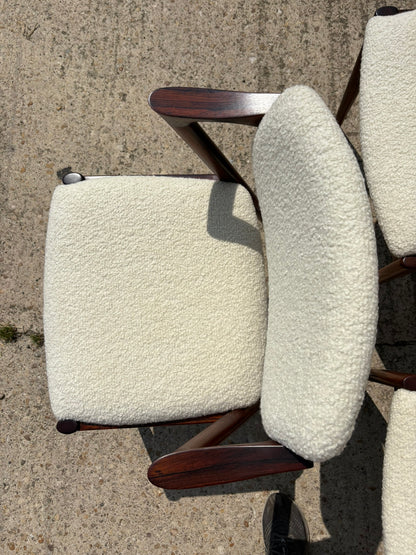 Kai Kristiansen Model 42 Chairs Reupholstered in Cashmere Boucle