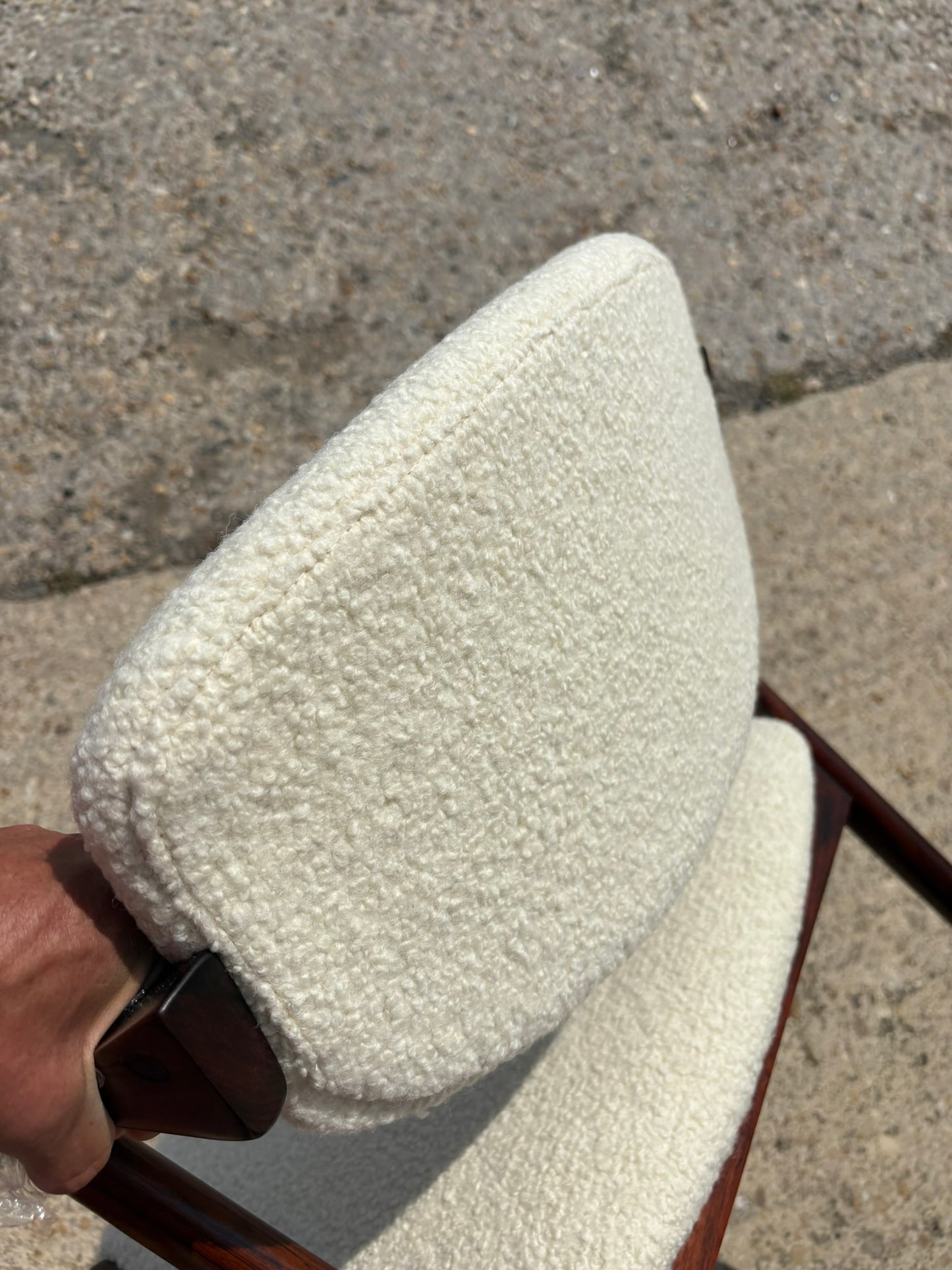 Kai Kristiansen Model 42 Chairs Reupholstered in Cashmere Boucle