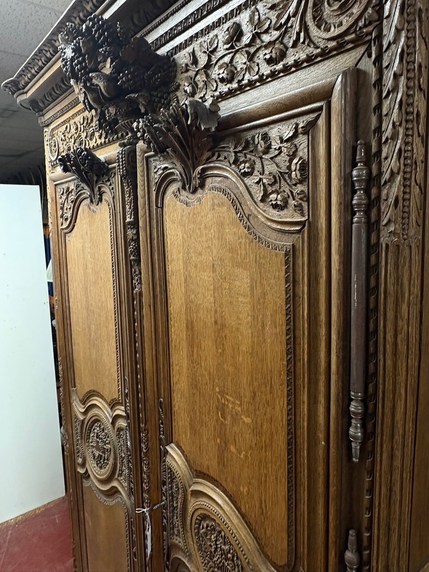 FRENCH SOLID OAK ARMOIRE DU MARRIAGE 19C
