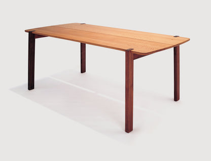 EN Dining Table with Solid Oak Table Top and Solid Walnut Legs