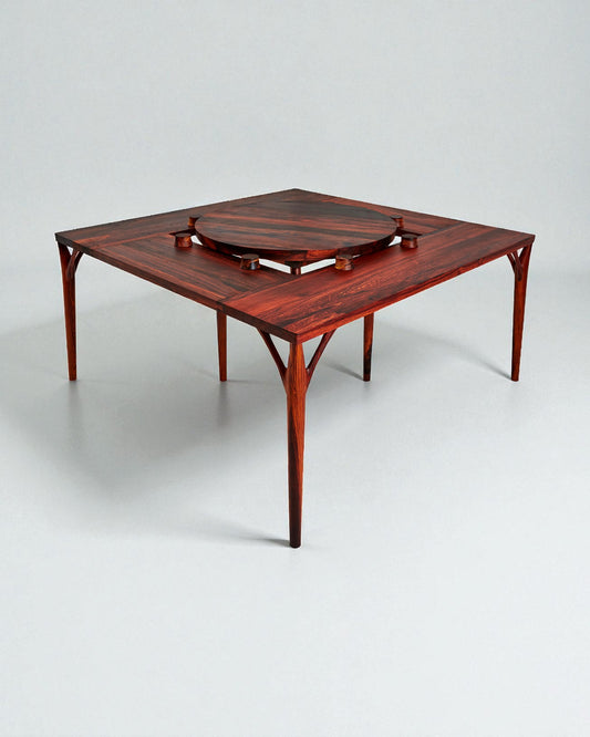 Mother Earth Table in Solid Rosewood with Lazy Susan