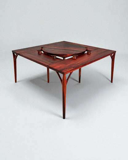 Mother Earth Table in Solid Rosewood with Lazy Susan