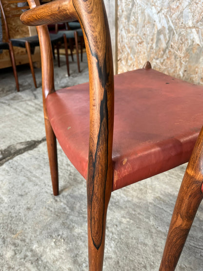 N O Moller 1962 Model 78 Dining Chair Brown Leather