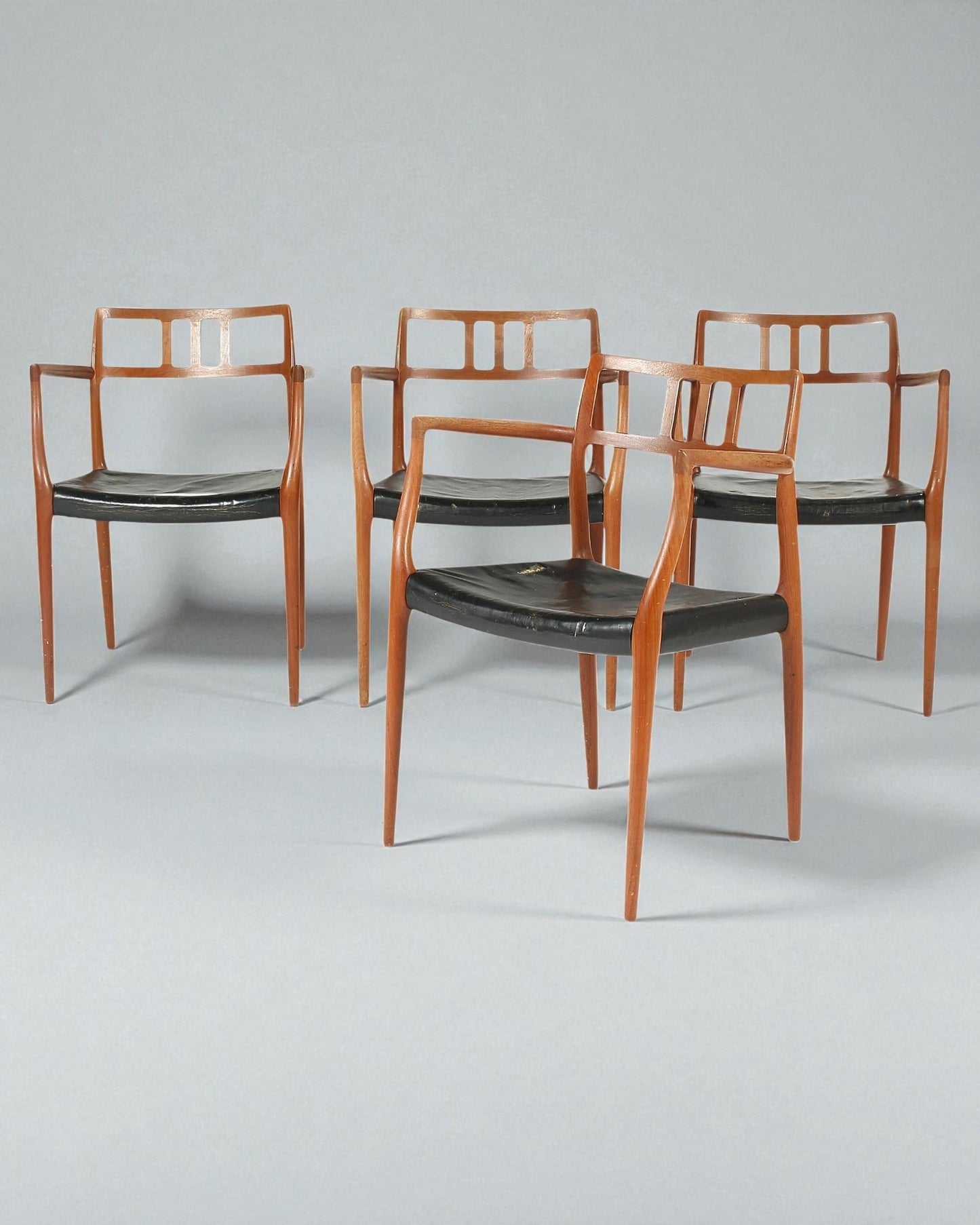 Set of 4 Niels Otto Moller 1964 Dining Chairs with Arms of Teak