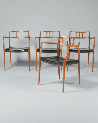 Set of 4 Niels Otto Moller 1964 Dining Chairs with Arms of Teak