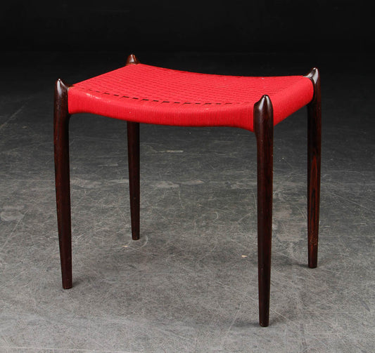 Niels Otto Moller Dining Stool Model 78A in Original Red Cord