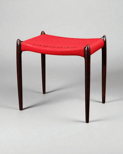Niels Otto Moller Dining Stool Model 78A in Original Red Cord