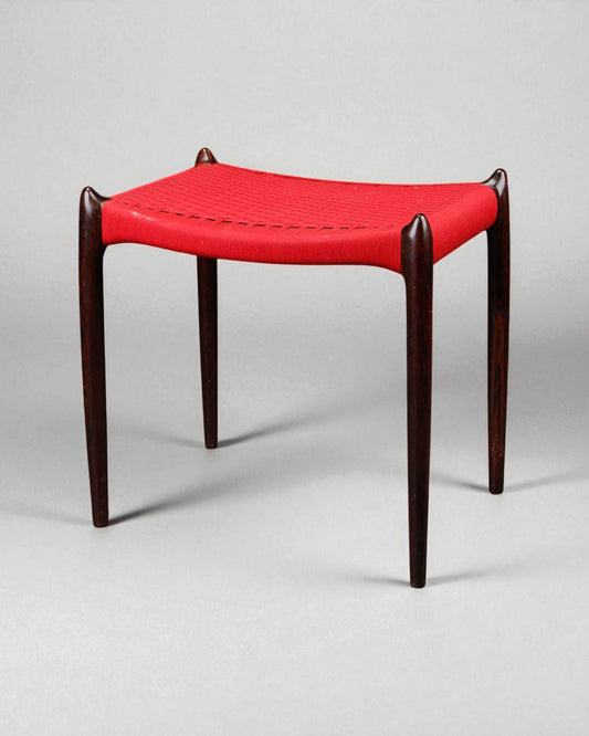 Niels Otto Moller Dining Stool Model 78A in Original Red Cord