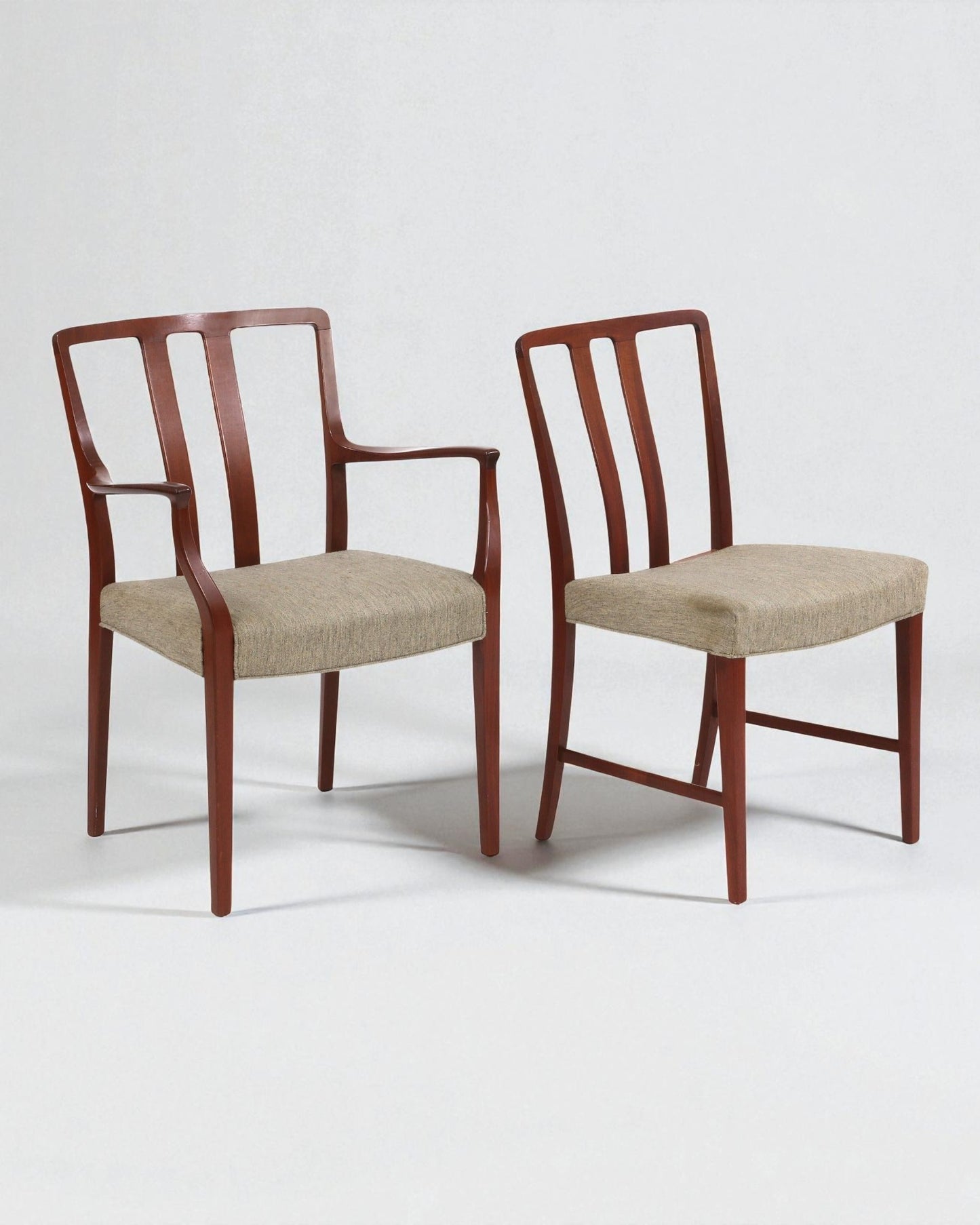 1947 Peder Pedersen Set of 6 Solid Wood Dining Chairs Light Wool Upholstered