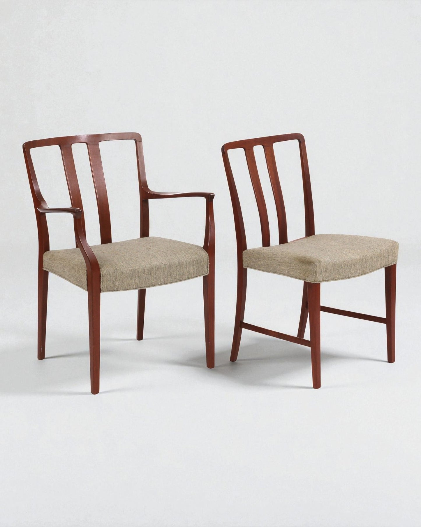 1947 Peder Pedersen Set of 6 Solid Wood Dining Chairs Light Wool Upholstered