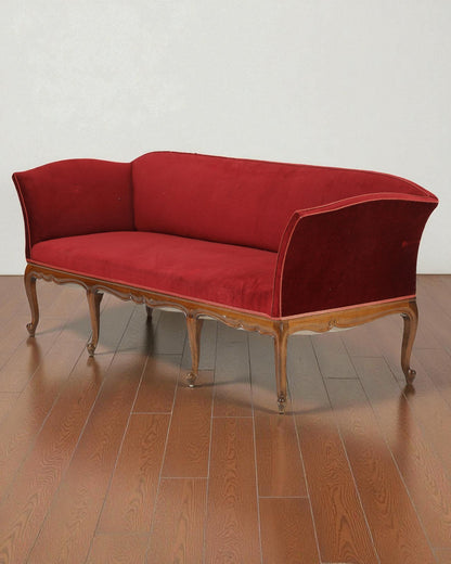 Frits Henningsen 1930s Early Danish Modern Red Velour Sofa