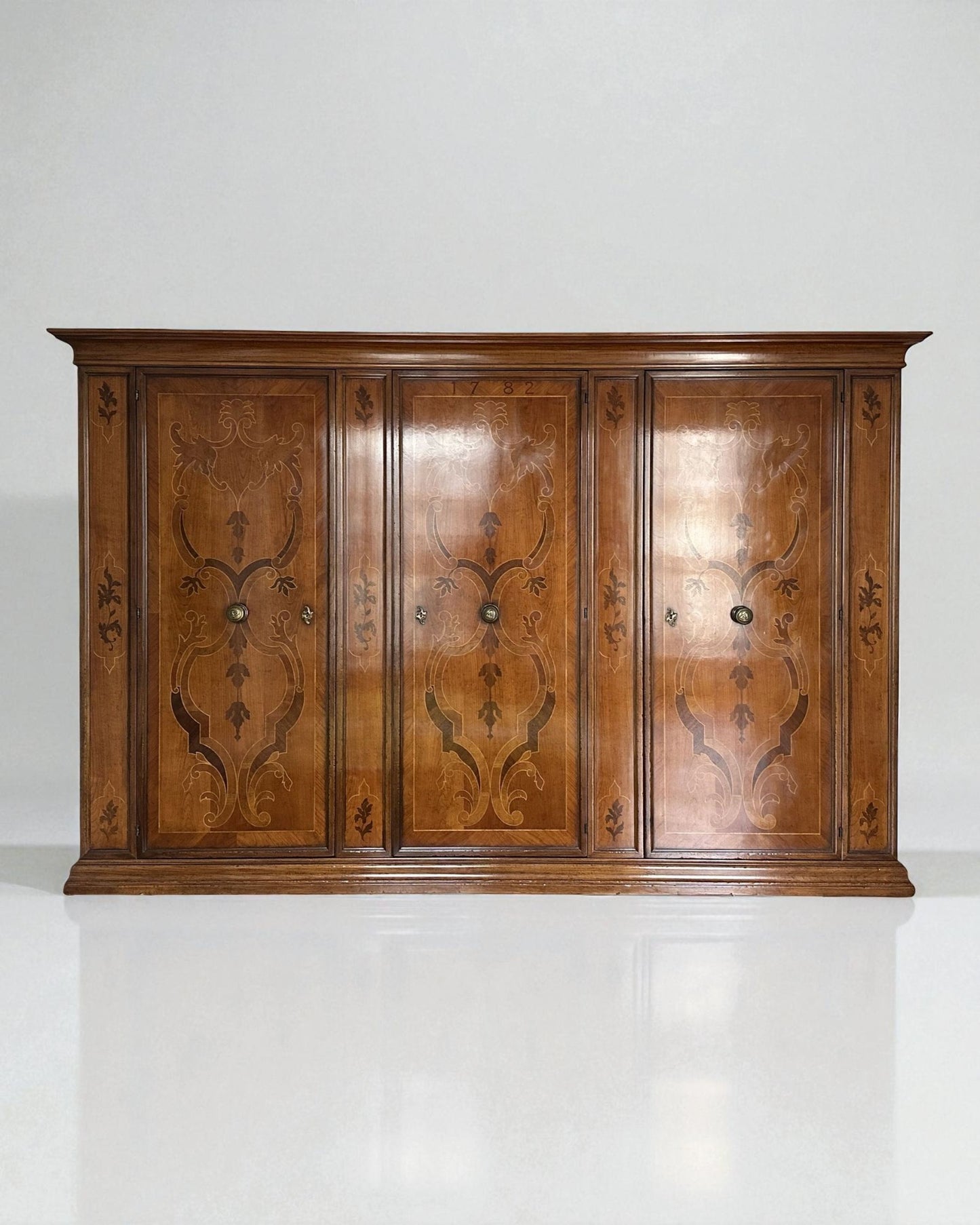 Wardrobe with Marquetry Panel Doors dated 1782 with Modern Carcass