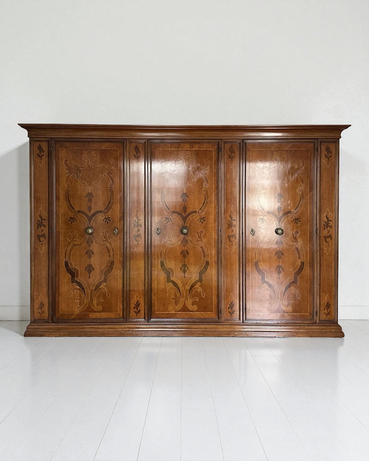Wardrobe with Marquetry Panel Doors dated 1782 with Modern Carcass